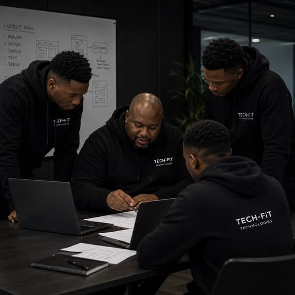 Tech-Fit Technologies team working on digital solutions for South African businesses