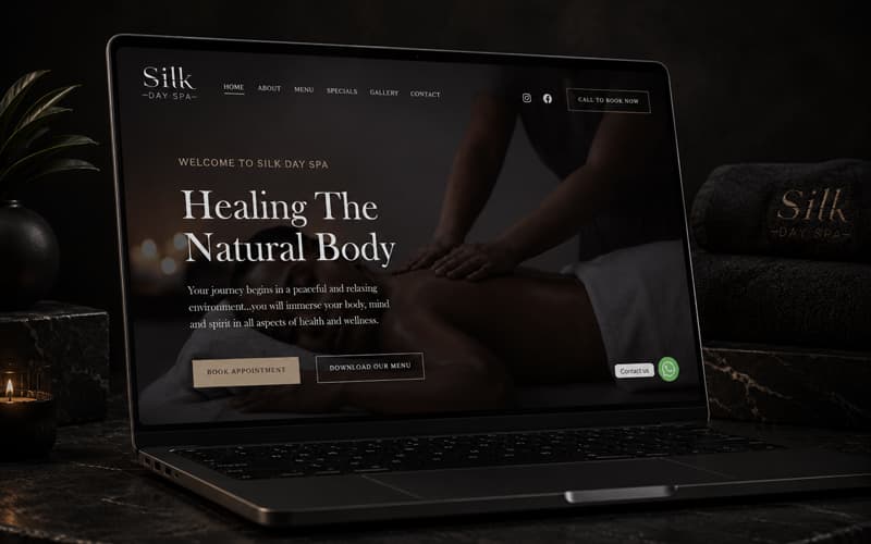 Silk Day Spa website designed by Tech-Fit Technologies